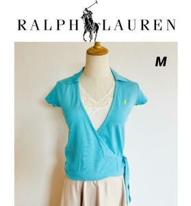 Ralph Lauren ラルフローレン　カシュクール　襟付きシャツ　刺繍ロゴ　爽やかブルー系　M