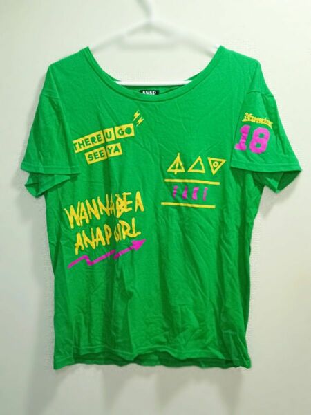 ANAP GiRL プリントTシャツ グリーン