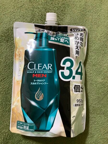 大容量】CLEAR(クリア) フォーメン トータルケア スカルプ シャンプー 詰め替え用 952g メンズ 男性用 グリーン