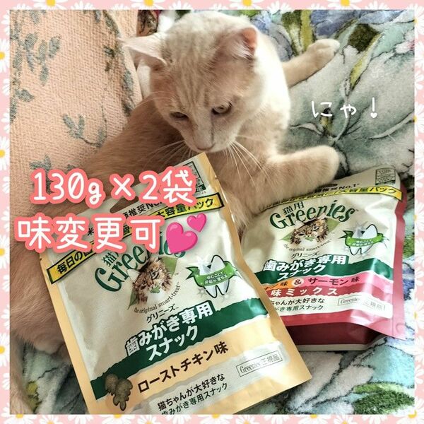 猫用歯磨きスナック グリニーズ130g × 2袋　味変更可 yr