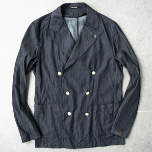 新品★ タリアトーレ ライトオンス デニム ダブルジャケット 46 G-LIGHT 送料込 TAGLIATORE ダブルブレスト ジャケット ピーノレラリオ