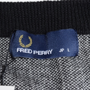 ●510082 未使用品 FRED PERRY フレッドペリー ●ニットカーディガン セーター ピンストライプ ロゴ刺繍 サイズL（JP） メンズ ブラックの画像4