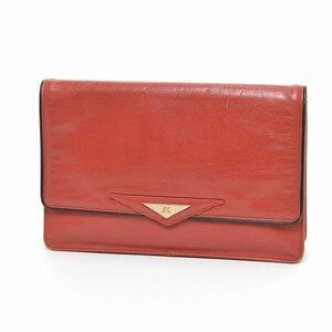 *309414 JUNKO KOSHINO Jun ko Koshino second bag clutch bag Vintage piping leather leather lady's red 