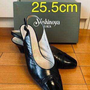 GINZA YOSHINOYA 銀座ヨシノヤ 本革 ミュール / ヒール サンダル 25.5cm レディース シューズ BLACKの画像1