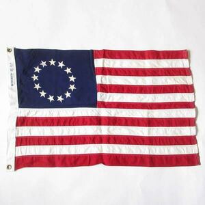 USA製 初代アメリカ国旗 13星 ベッツィー・ロス・フラッグ 59cm×89cm 星条旗 写真館 ディスプレイ 背景生地 ガレージ/D143-71-0114Z