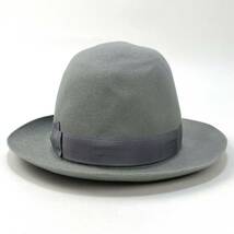 定価6.9万 Borsalino / ボルサリーノ QUALITA SUPERIORE ラビットファーフェルトハット 50grammi 114665 2591 58cm SSM3323 グレー 帽子_画像4