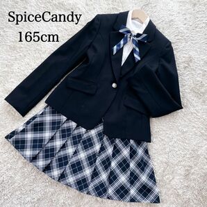 美品　SpiceCandy フォーマルスーツ 卒服 4点セット 165 女の子 ブレザー スーツ チェックスカート 入学式 卒業式