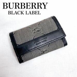 BURBERRY BLACK LABEL バーバリーブラックレーベル　キーケース メンズ キャンバス 黒　モノグラム