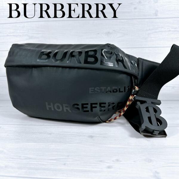 BURBERRY バーバリー TB クロスボディバッグ ウエストポーチ ブラック 8036555 ウエストポーチ ホースフェリー TBバックル パディバッグ