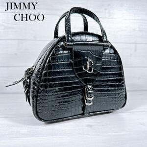 JIMMY CHOO ジミーチュウ ハンドバッグ ショルダーバッグ 2wayバッグ クロコ型押し ヴァレンヌボーリング 51GMRB ブラック