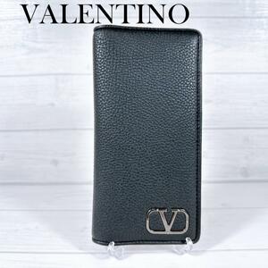 VALENTINO ヴァレンティノ ガラヴァーニ 二つ折り 長財布 ブラック P0U21YGP 0NO 2つ折り財布 ロングウォレット ミニ Vロゴ シグネチャー