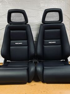 26.27.レカロ RECARO 2脚セット LX-L 黒フェイクレザー張り替え 張替え 張替 ブラックシングルステッチ 片側ダイヤル