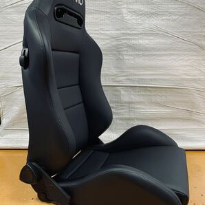 23.30.レカロ RECARO 2脚セット SR-3 黒フェイクレザー張り替え 張替え 張替 ブラックシングルステッチ 両側ダイヤルの画像7