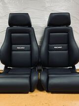 33.34.レカロ RECARO 2脚セット LS-L 黒フェイクレザー張り替え 張替え 張替 ブラックシングルステッチ 片側ダイヤル_画像1