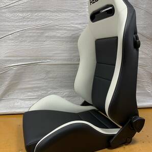 7.8.レカロ RECARO 2脚セット SR-3 黒×白フェイクレザー張り替え 張替え 張替 ホワイトシングルステッチ 両側ダイヤルの画像3