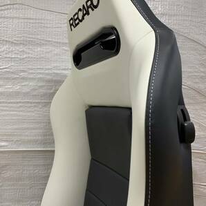 12.13.レカロ RECARO 2脚セット SR-3 黒×白フェイクレザー張り替え 張替え 張替 ホワイトシングルステッチ 両側ダイヤルの画像4