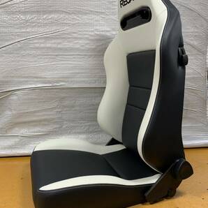 21.22.レカロ RECARO 2脚セット SR-VF 白×黒フェイクレザー張り替え 張替え 張替 ホワイトシングルステッチ 両側ダイヤルの画像3