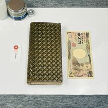 硬派な印象！クラシカルタイプ長財布 イタリアンレザー メンズ財布 牛革 ヌメ革 1円 ハンドメイド ロングウォレット YKK 革財布 グリーン_画像3