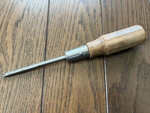  wooden, wood grip plus screwdriver total length 17cm axis diameter 4.9mm 40g use item custom DIY repair exchange Showa era period thing free shipping 
