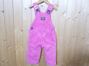 e192◆OSH KOSH B'GOSH コーデュロイ サロペット◆サイズ24MOS ピンク色 裏地付き 古着 USA製 ビンテージ オシュコシュ オーバーオール6D