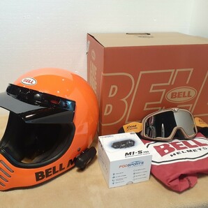 希少美品！ インカム ゴーグル付 BELL MOTO3 廃盤カラーのオレンジ XLサイズ(実質Lサイズ)全部付でお買い得です!！ の画像1