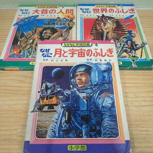 j15b なぜなに学習図鑑 3冊セット 月と宇宙のふしぎ/世界のふしぎ/大昔の人間 小学館の画像1