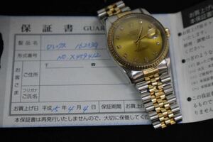 【KH017655.2】ロレックス デイトジャスト16233G シリアルX番台腕時計 時計 自動巻き ROLEX 腕時計 セイコー 黒 ゴールド 金 k18 