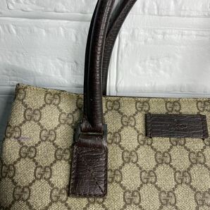 【FS02815000】GUCCI グッチ GGキャンバス トートバッグ ベージュ ブラウン GGスプリーム レザー PVC ハンドバッグ GG柄 角スレやや有りの画像7