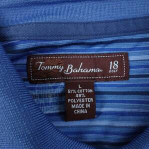 B982/Tommy Bahama/トミーバハマ/半袖ポロシャツ/ボーダー柄/ブルー系/ピケシャツ/メンズ/Lサイズの画像5