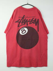 B454/Stussy/ステューシー/アメリカ製/EIGHT BALL/90S/オールド/半袖Tシャツ/レッド/Lサイズ