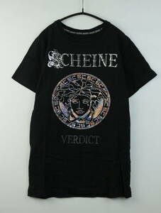 B528/SCHEINE VERDICT/シャイナ/コットンTシャツ/カットソー/メドゥーサ/オラオラ/ブラック系/メンズ/42サイズ