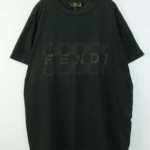 B539/FENDI Maglia/フェンディ/イタリア製/コットン半袖Tシャツ/刺しゅう/ブラック系/メンズ/42サイズの画像1