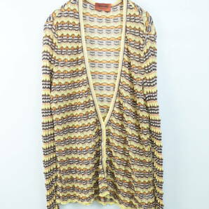 B575/MISSONI/ミッソーニ/イタリア製/ファインニットシルクVネックトップス/ニットカーディガン/アンサンブル/総柄/レディース/44サイズの画像5