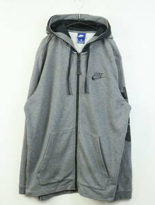 B671/NIKE/ Nike / cotton jersey Zip jacket / sweat Parker / gray series / Logo print / men's /XL size 