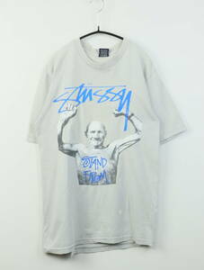 B688/02/Stussy/ステューシー/紺タグ/Stand Firm/コットンTシャツ/カットソー/ライトグレー系/オールドステューシー/メンズ/Sサイズ