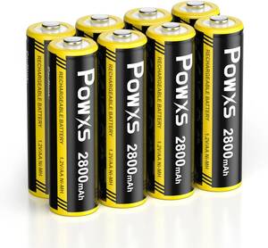 単3電池 8本 POWXS 単3電池 充電式 ニッケル水素 単三電池 2800mAh 約1200回使用可能 8本入り 低自己放電 