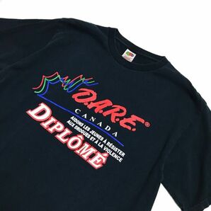 1円 ラップT DARE FRUIT OF THE LOOM フルーツオブザルーム US古着 Tシャツ ヘビーコットン メキシコ製 ネイビー メンズ L D.A.R.E.の画像3