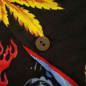 US古着 半袖柄シャツ 和柄 龍 ドラゴン メンズ2XL 黒の画像6