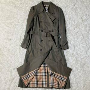 超希少/M相当◎バーバリー BURBERRYSトレンチコート ノバチェック カーキ 玉虫色 ロング丈 レディース 9AB2 ヴィンテージ 80s 白タグ