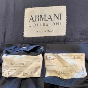 希少/2XL相当！ARMANI COLLEZIONI アルマーニ コレツォーニ テーラードジャケット ウール メンズ 52 大きいサイズ イタリア製 黒 ブラックの画像7