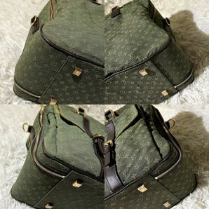 LOUIS VUITTON ルイヴィトン モノグラムミニ ルイーズ 2way ショルダー ボストンバッグ 旅行カバン キャンバス レザー TST カーキ M42322の画像8