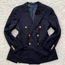 最高級！Lサイズ相当/POLO RALPH LAUREN ポロ ラルフローレン 金ボタン ダブル テーラードジャケット 紺ブレ ブレザー ネイビー メンズ _画像1