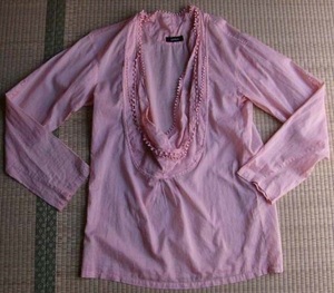  Zucca ** cotton 100% long sleeve tunic blouse *M*9 number *ZUCCA* pink 