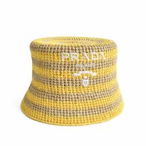 PRADA プラダ Logo Embroidered Crochet Bucket Hat ロゴ エンブロイダード クロシェット バケット ハット ラフィア キャップ 新品 Mサイズ_画像1