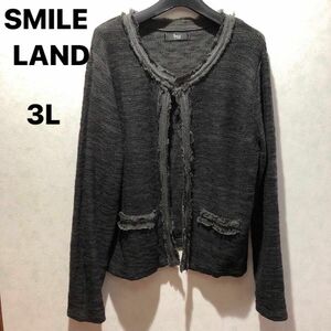 大きいサイズ　SMILE LANDカーディガン3Lダークグレー