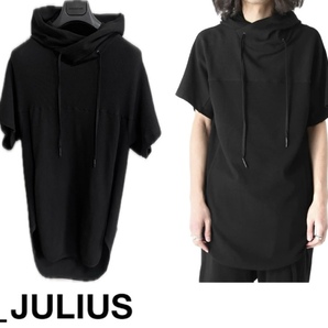 定価26,400円JULIUSユリウスROUND HOODIE 18S/S ワッフル生地 吸水速乾性クロスドネックパーカーRickOwensDRKSHDWdevoaの画像1