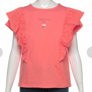 リンジィ　Tシャツ　ラッフル袖　オレンジ　Lサイズ　