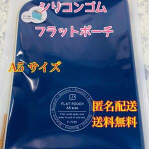 リヒトラブ フラット ポーチ A5 ネイビーブルー 書類　小物入れ　バックインバック