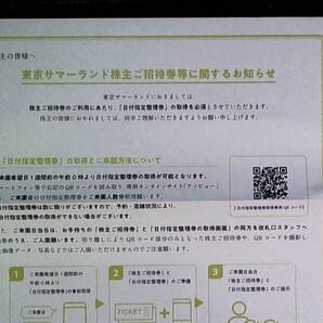 最新 東京都競馬 株主優待券 東京サマーランド招待券1冊 1Dayパス（株主ご招待券4枚 春季限定株主ご招待券4枚）最大６セット迄可 の画像6