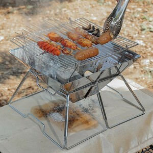 ポータブル バーベキューコンロ 持ち運び 折りたたみ グリル コンパクト BBQ 軽量 携帯 小型 釣り 登山 ソロキャンプ 焚き火台 送料無料